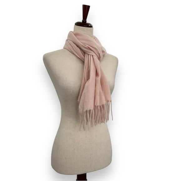 NEW Style & Co Light Pink Fringe Scarf Oblong Rectangle Solid Knit Warm & Cozy - Picture 9 of 14